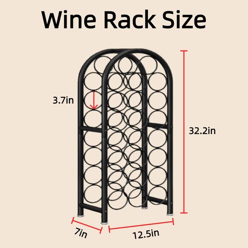 Dazioter Wine Rack Freestanding Floor Metal Holders Stands Organizer Storage 23 Bottles Black