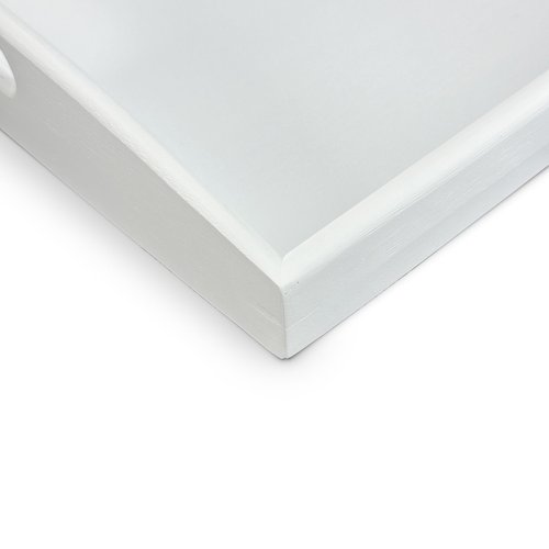 Bam & Boo White Bamboo Serving Tray Extra Large with Handles for Food, Drinks, Storage, Decor, Vanity, Breakfast, Parties, Weddings, Picnics(23.6” x 15” x 2.35”, White)