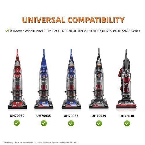 JEDELEOS Replacement Flat Non-Stretch Belts for Hoover WindTunnel 3 Pro Pet Upright Vacuum Model UH72625, UH72630, UH72635, UH70930, UH70935, UH70936, UH70937 and UH70939 Series (Pack of 2)