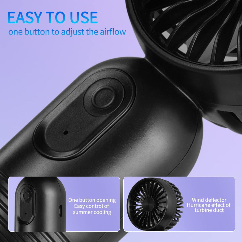 Skiennix Mini Portable Fan - Lightweight Handheld Design with 3 Speeds | USB Rechargeable for Travel & Outdoor Use