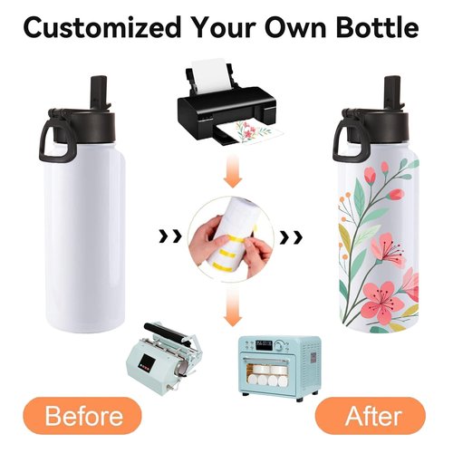 Volhoply Sublimation Insulated Water Bottles Blank Bulk 8 Pack, 32 oz Stainless Steel Sports Bottle with Straw, Double Walled Vacuum Metal Water Flask with Wide Mouth(Sublimation,8)