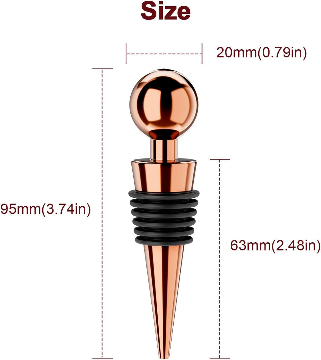 Wine Stoppers for Wine Bottles 3Pcs Vacuum Wine Bottle Stopper with Silicone Reusable Wine Corks, Leak proof Keep Fresh Suitable for Standard (Goldrose, 3 Pack)