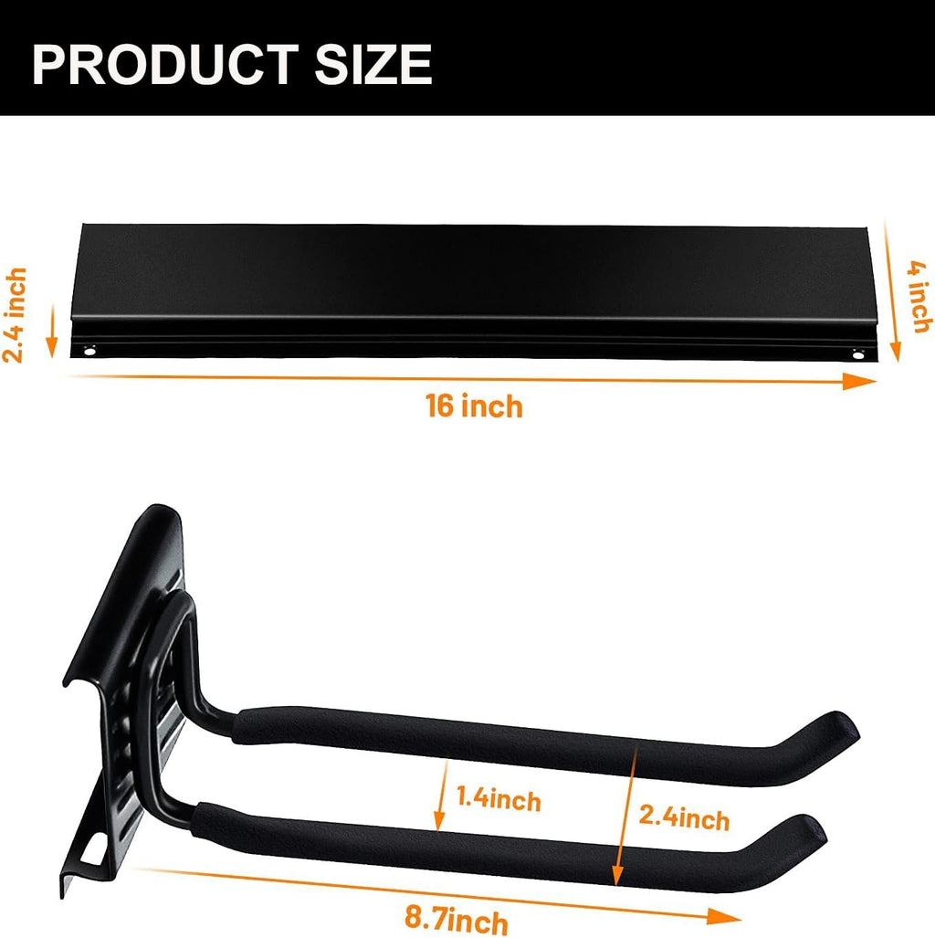 Wallmaster Garage Storage Organizer - Heavy-Duty Wall Mount Tool Rack with 12 Adjustable Hooks | 96-Inch Tracks, 900lb Capacity