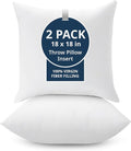 LANE LINEN 18 x 18 Throw Pillow Inserts - Pack of 2 White Down Alternative for Decorative Pillows