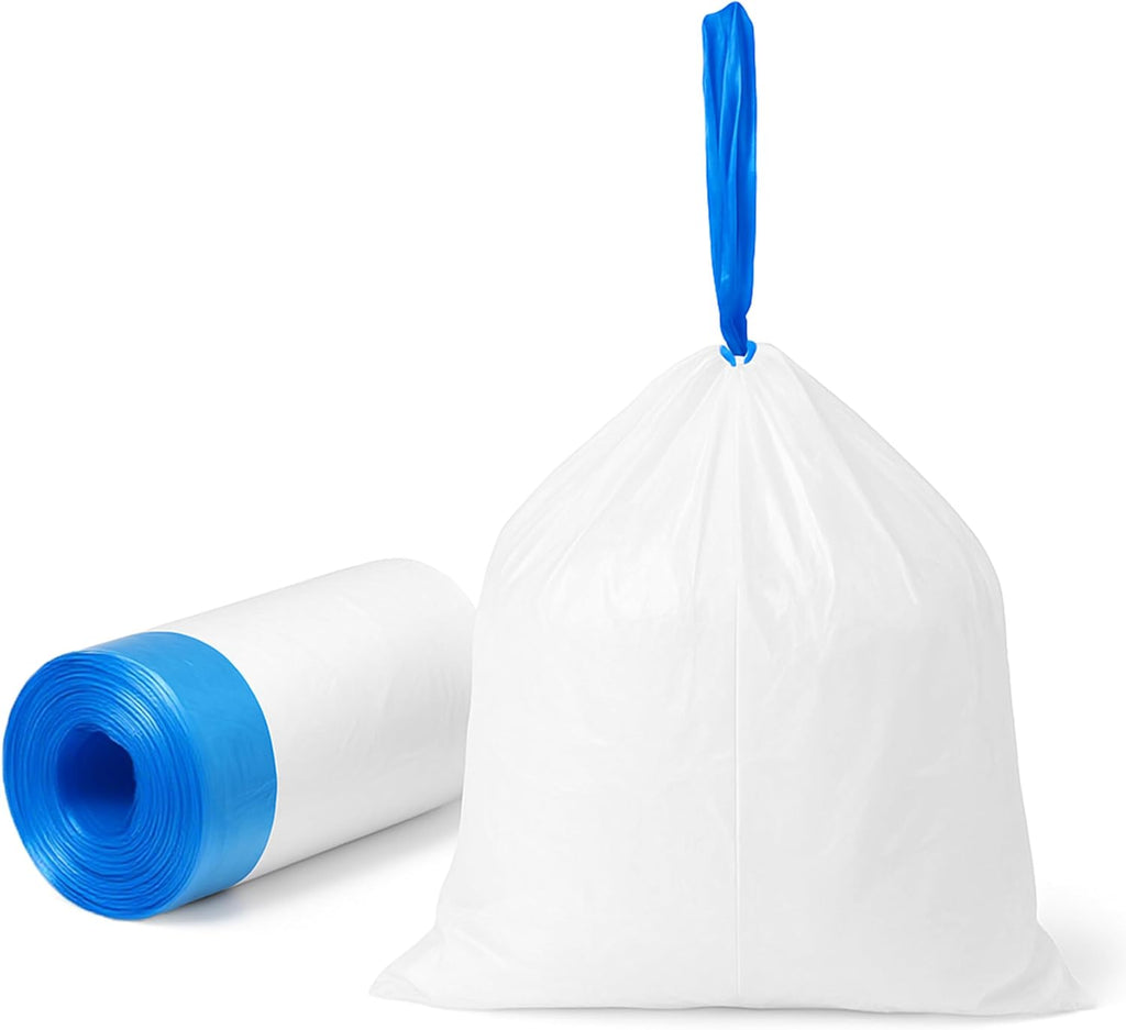 Skiennix 4 Gallon Small Trash Bags - Strong Leak-Proof Drawstring Garbage Bags, 100 Pack | White Bin Liners for Bathroom, Office, Dorm