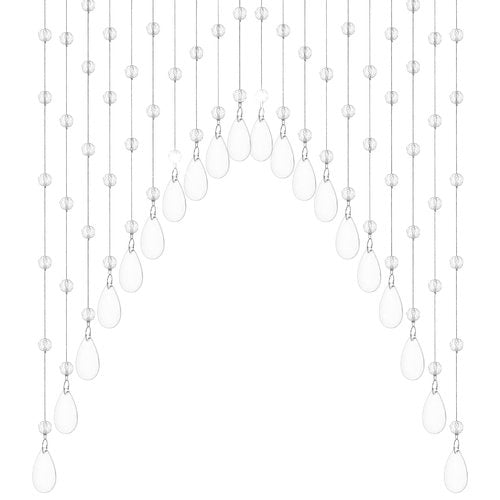 Ptwola 20 Strings Crystal Beaded Curtain, Self-Adhesive Arched Clear Crystal Glass Door Valance Hanging Stran Doorway Room Divider Partition for Home Coffee House Bedroom Restaurant Closets Windows