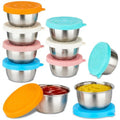 JUSTASHOW 10 Pack 1.6 Oz Salad Dressing Containers To Go, Stainless Steel Small Condiment Containers with Lids, Reusable Leakproof Sauce Container Cups for Lunch Bento Box Picnic & Travel
