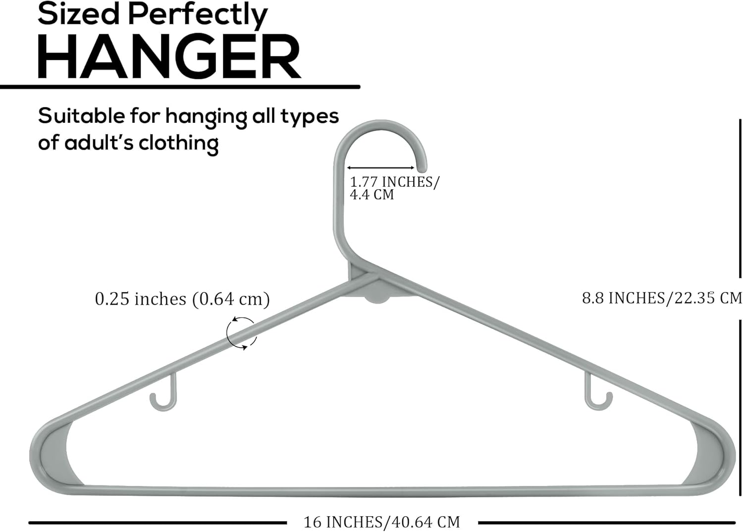Utopia Home Plastic Hangers 50 Pack - Durable Space-Saving Closet Organizers - Ideal for Shirts, Pants, Skirts & Coats (Grey)