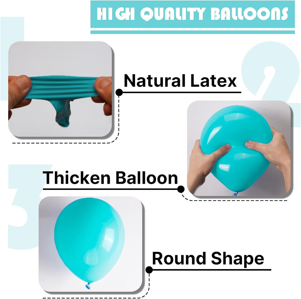PartyWoo Teal Balloon Arch Kit - 152-Piece Set in 5, 10, 12 Inch Sizes | Perfect for Baby Showers & Graduations