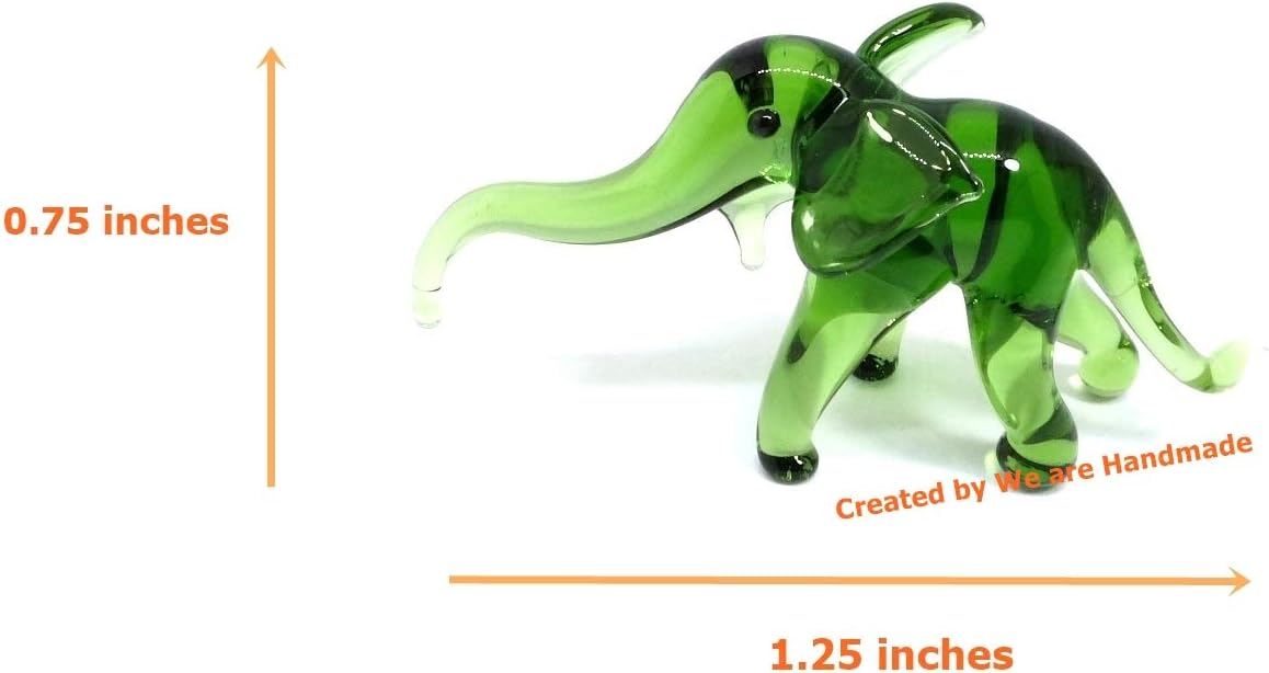 Skiennix Handmade Mini Elephant Family Figurines - Blown Glass Art, Multicolor Jungle Collectibles, 2" Size