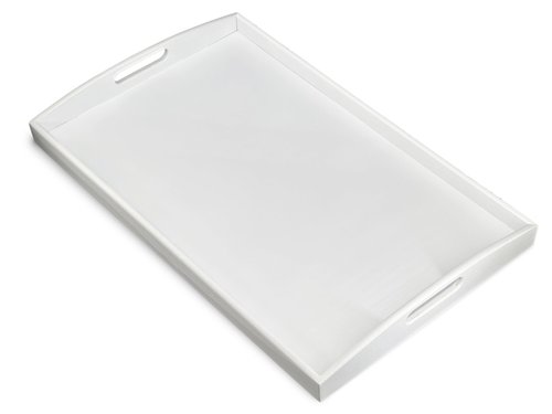 Bam & Boo White Bamboo Serving Tray Extra Large with Handles for Food, Drinks, Storage, Decor, Vanity, Breakfast, Parties, Weddings, Picnics(23.6” x 15” x 2.35”, White)