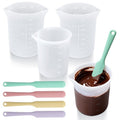 Palksky Silicone Chocolate Melting Cup Set with 4 Silicone Measuring Cups (250ml & 350ml) and 4PCS Heat-Resistant Jar Spatulas, Non-Stick Baking Tools for DIY Chocolate, Butter & Cream Mixing
