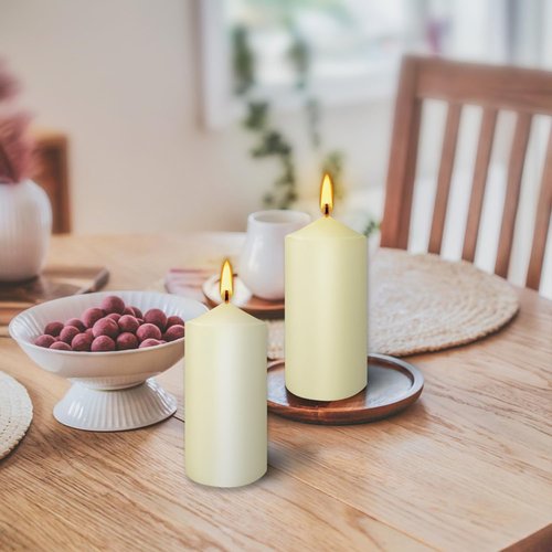 20Pack Pillar Candles 2 x 4 inch-Ivory Unscented Pillar Candles- Dripless,Smokeless,Long Lasting Burning time, Perfect for Home Decor,Wedding, Parties, Spas