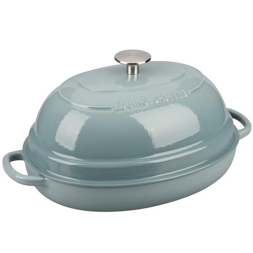 EDGING CASTING Enameled Oval Cast Iron Dutch Oven Pot with Lid, Bread Dutch Oven for Sourdough Bread Baking, Dutch Oven Bread, Bread Oven, 6QT, Seasalt