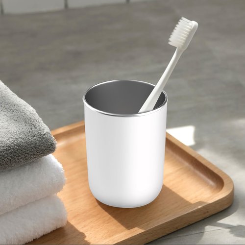 petnais Stainless Steel Mouth wash Cup 12 oz Toothbrush Cup Stainless Steel Small Children Cups for Home，BPA-Free Insulated Tumbler for Home & Outdoor Activities drinking cup (gray white)