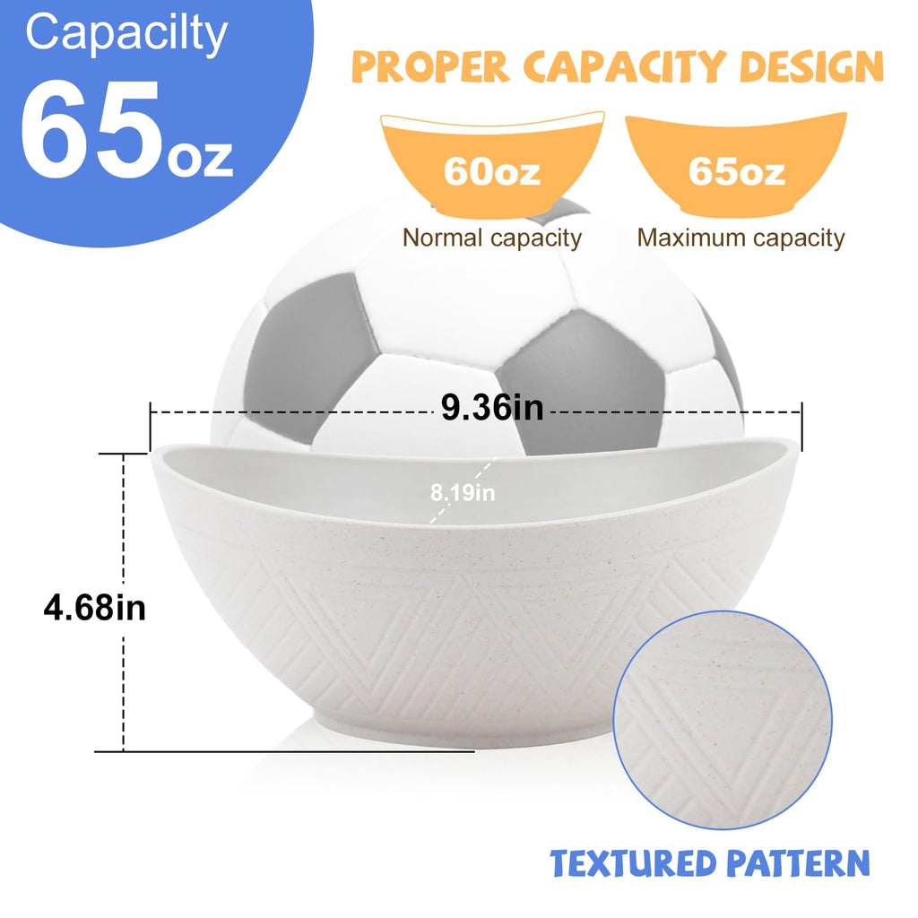 Wrova Wheat Straw Bowls Set of 2 with Textured Pattern,Unbreakable Large Salad Bowls,Plastic Bowls Dishwasher & Microwave,Sturdy and Stackable Kitchen Bowl Sets for Serving,Oatmeal.White