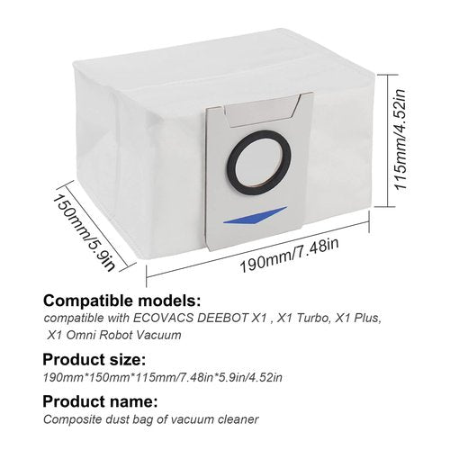 10 pack Replacement Vacuum Cleaner Filter Bags Compatible with ECOVACS DEEBOT X1 OMNI Turbo T10 T20 Robot Vacuum Cleaner…