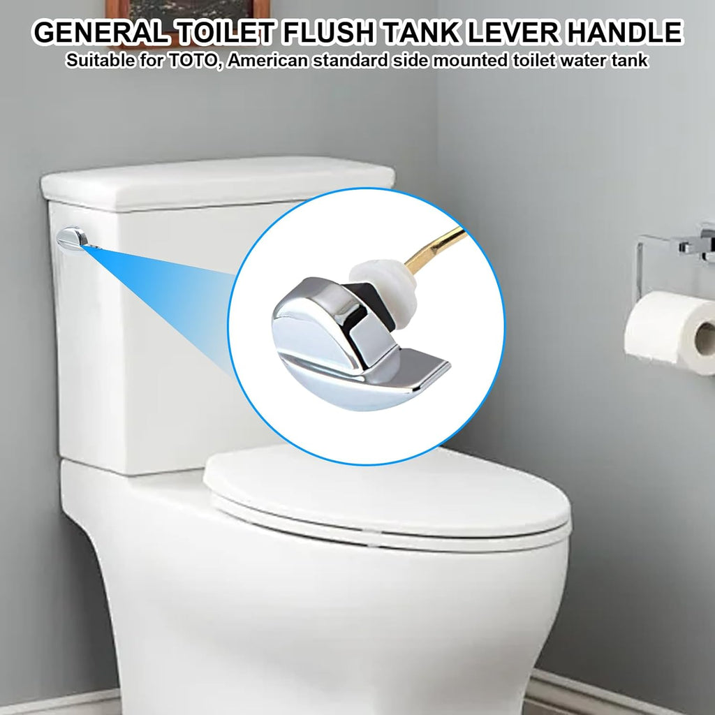Toilet Handle Replacement Kit - Side Mount Flush Tank Lever Universal Brass Fit Most Toilets