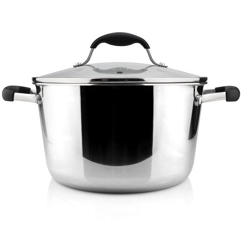 AVACRAFT 18/10 Tri-Ply Stainless Steel Dutch Oven, Chef’s Pan with Glass Lid, Induction Compatible, Multipurpose Stock Pot, 5 Quart