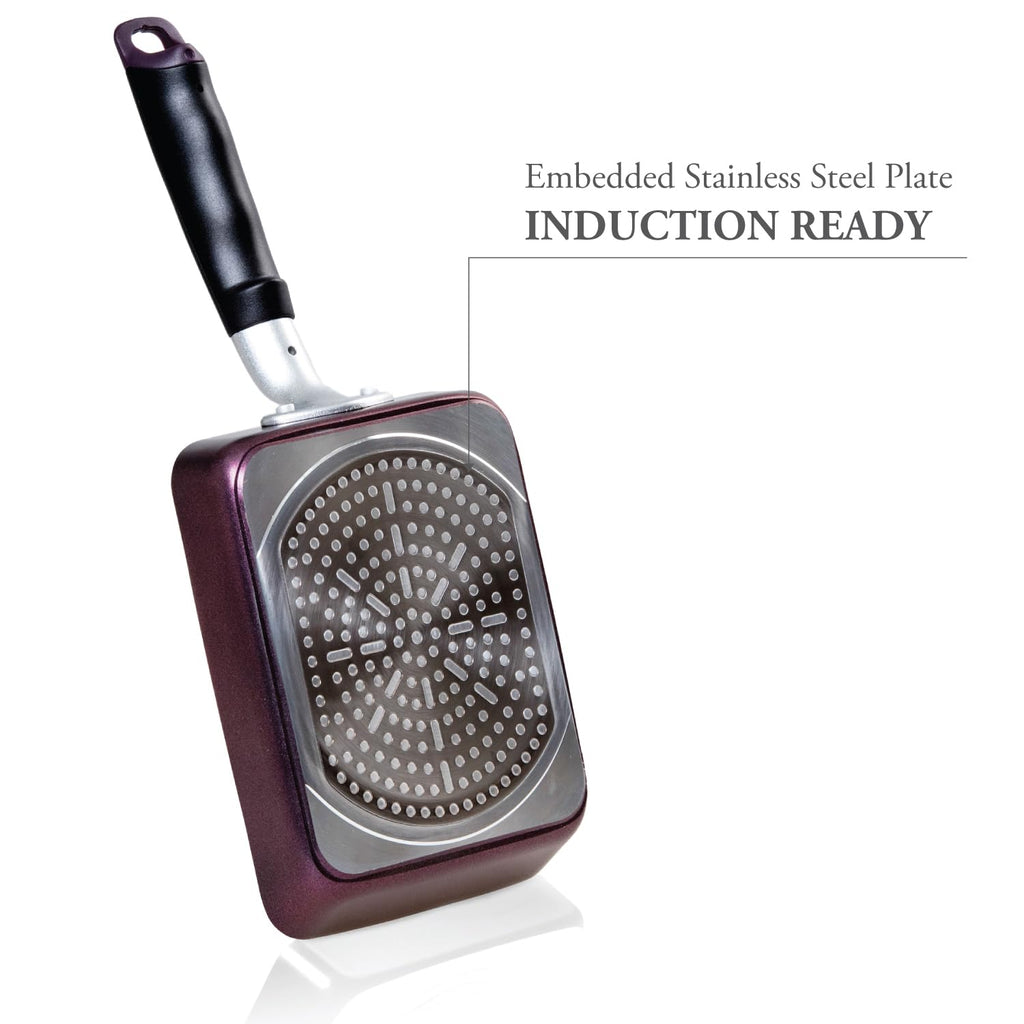 TECHEF - Tamagoyaki Japanese Omelette Pan/Egg Pan Skillet, PFOA-Free, Dishwasher Safe, Induction-Ready, Made in Korea (Purple/Medium)