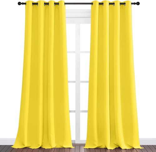 NICETOWN Bright Yellow Curtains - 102" Long, 55" Wide | Sound Reducing, Heat & Cold Blocking Panels for Modern Decor