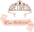 JETKONG Retirement Party Decorations Retired Tiara/Crown, Retired Sash for Women Retirement Gifts, Retirement Party Supplies, Gifts, Favors (Rose Gold)