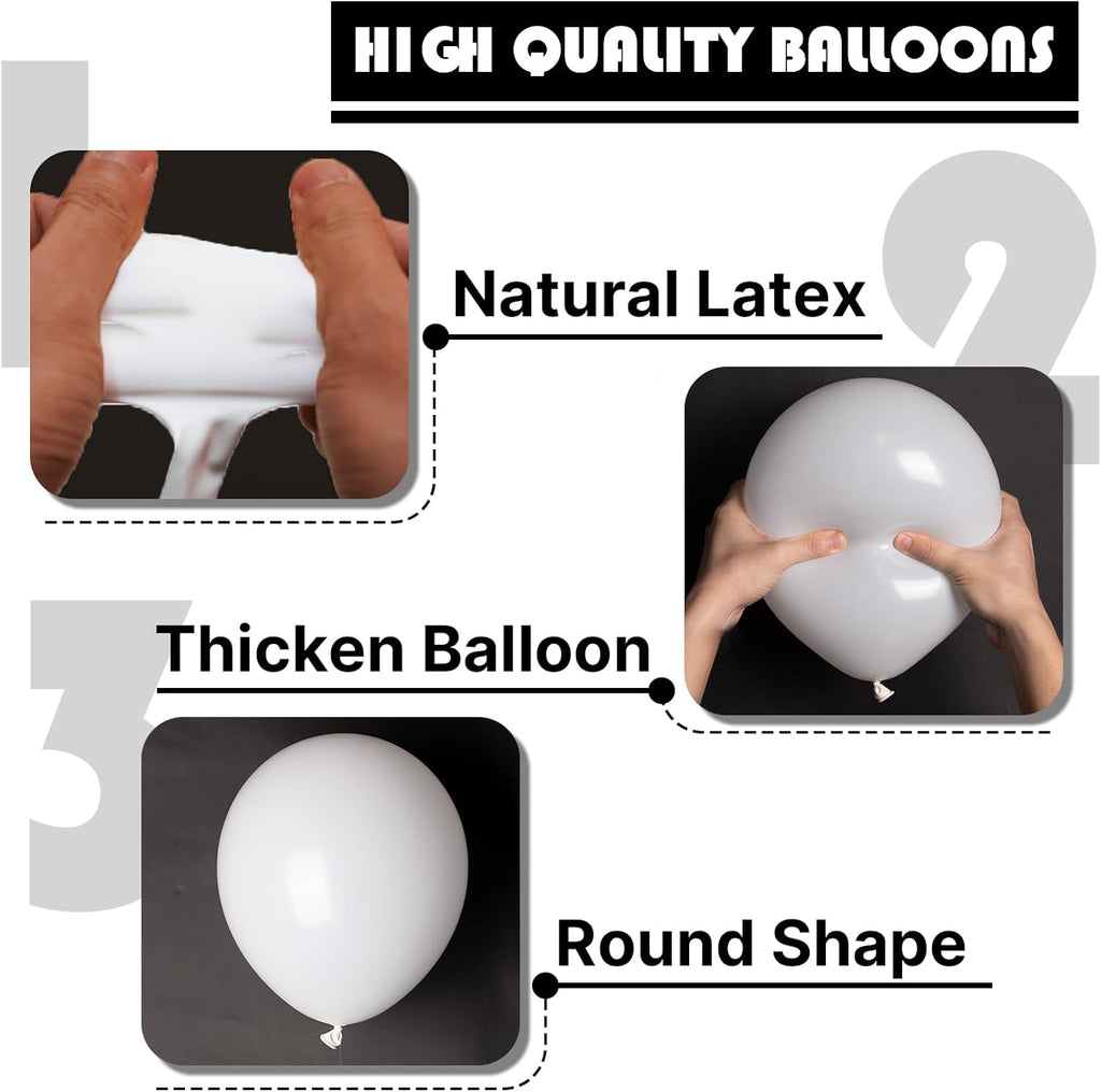 PartyWoo White Balloons - 127-Piece Matte Latex Balloon Arch Kit for Weddings & Celebrations | 5-18 Inch Sizes