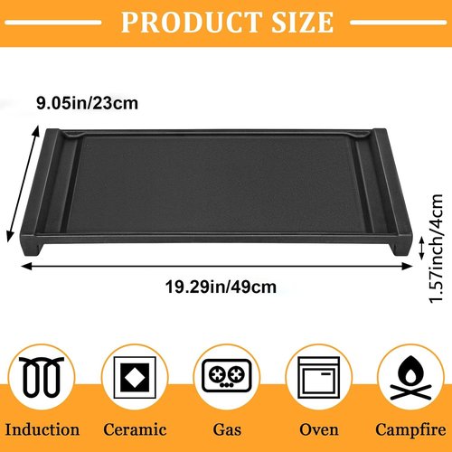 WB31X24738 Griddle Replacement for GE Gas Stove- Heavy Duty Cast Iron Center Griddle Plate for General Electric Gas Range, Replaces WB31X24998 AP5986291 PS11725 Griddle Plate Flat Top Pan