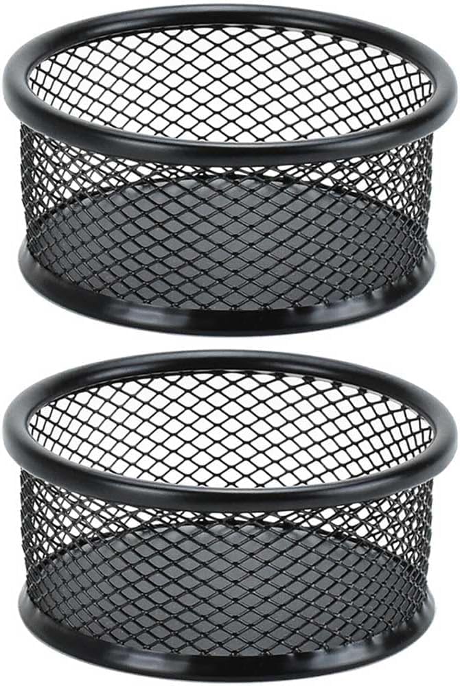 1 Pc Black Minimalist Metal Paper Clip Holder Mesh Paperclip Bowl Binder Clip Dispenser Desk Bobby Pin Container Organizer for Home Office Classroom School Desk Supplies Holders and Dispensers