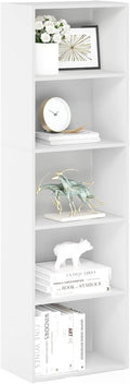 Furinno LUDER 5-Tier Bookshelf - Open Shelves for Easy Assembly | White, 9.4 x 15.8 x 52 Inches