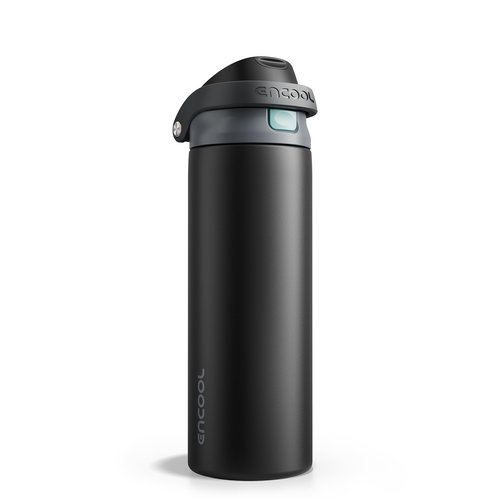 ENCOOL Leakproof Insulated Water Bottle with Straw Dual-Sip Water Bottle Bag-Safe Design for Work, Commute & Gym – Keeps Drinks Cold All Day, 24 oz, Charcoal Gray