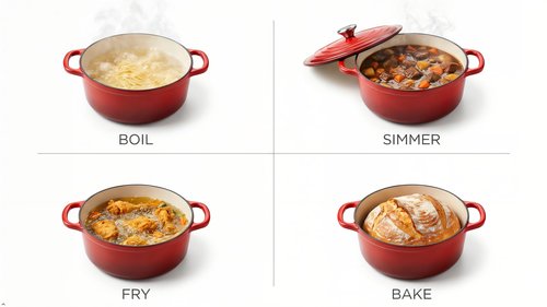 Klbra Rise Cast Iron Dutch Oven Pot with Lid – Deep Cooking Pot for Bread, Stews, Casseroles – Oven Safe Cookware, Kitchen Essential & Wedding Gift – Compatible with All Heat Sources (Red)