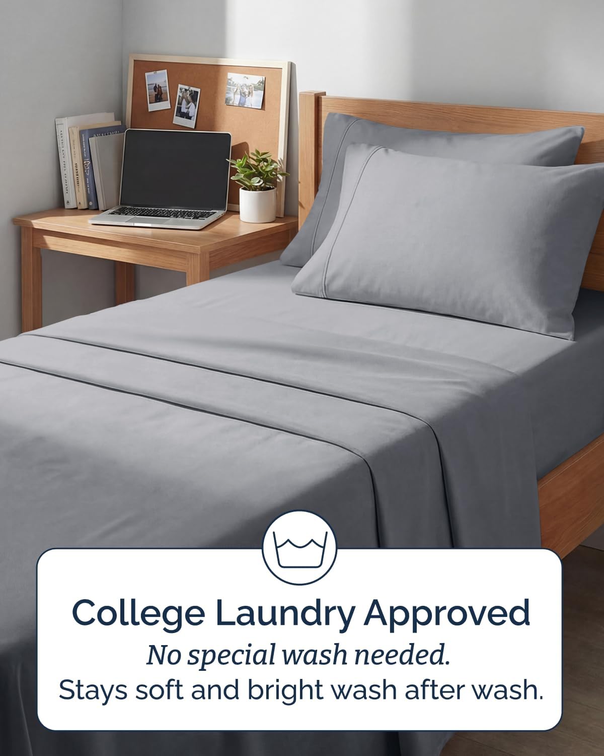 Skiennix Extra Deep Twin XL Sheet Set - 4-Piece Breathable Cooling Bedding - Soft, Wrinkle-Free, Steel Blue