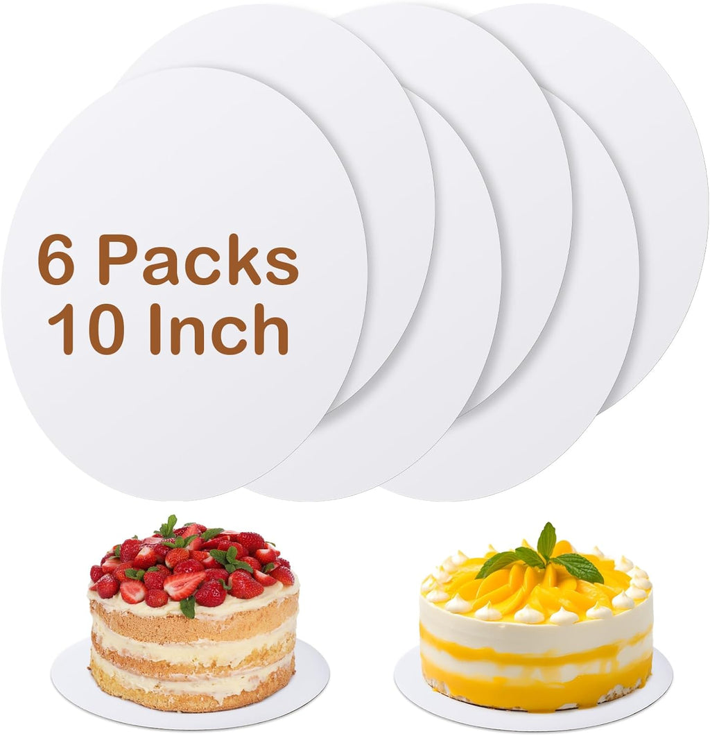 Regine Switzerland 10-Inch Round Cake Boards - 6 Pcs Waterproof & Oil-Proof Food-Grade Cardboard for Weddings & Desserts