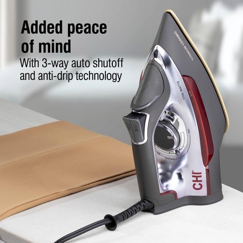 CHI Steam Iron - Powerful 1700 Watts with 300+ Steam Holes & Titanium Ceramic Soleplate - XL 10’ Cord