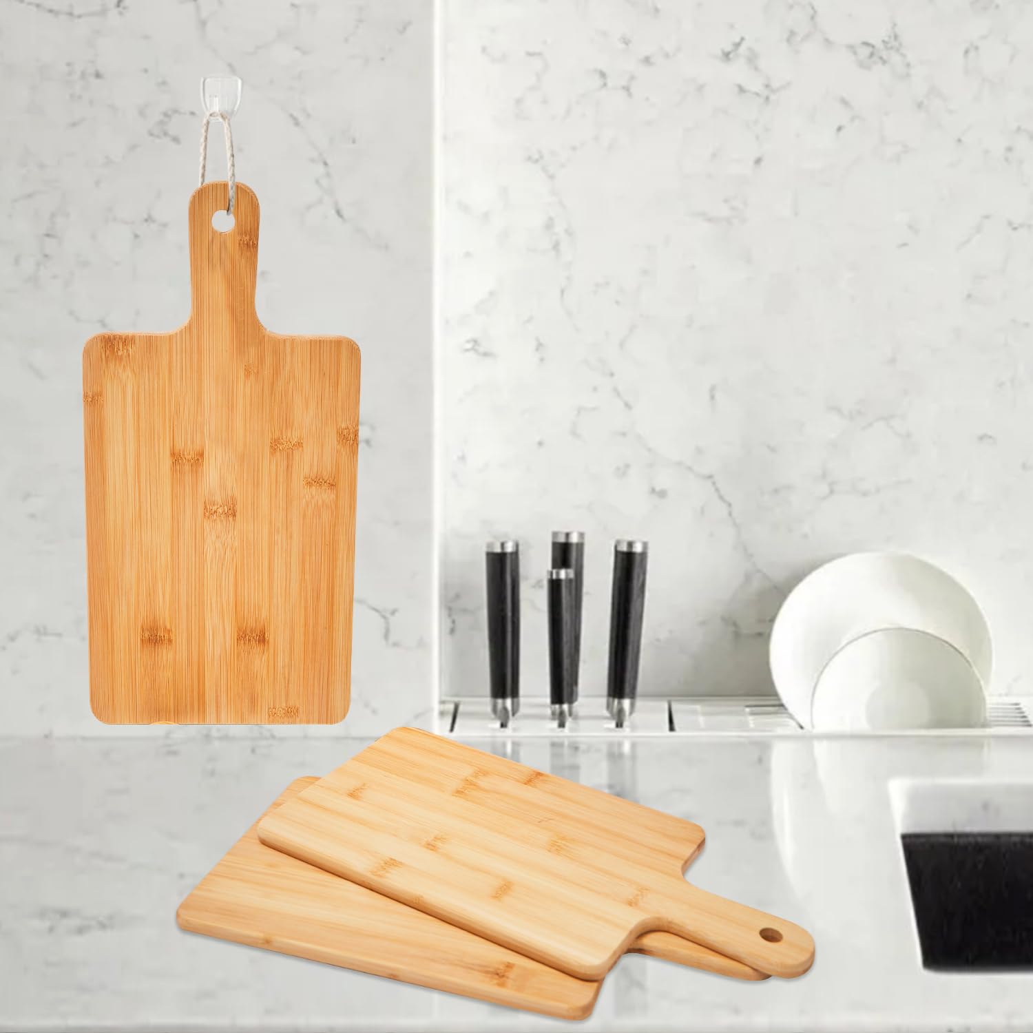 Benhurb 10pcs Wood Cutting Boards Bulk for Kitchen, 15x7 inch Personalized Bamboo Charcuterie Boards Customized Laser Engraving Serving Chopping Board for Pizza, Cheese, Dessert, Fruit, Vegetables