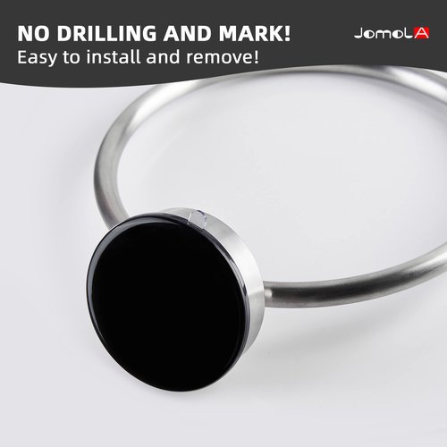 JOMOLA Towel Ring Suction Towel Holder for Bathroom Stainless Steel Kitchen Towel Rail Rack Drill Free Bath Towel Holder Bathroom Accessories Brushed Finish