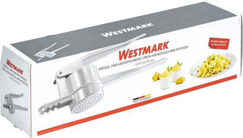 Westmark Spätzle & Potato Ricer – Heavy Duty Potato Ricer for Mashed Potatoes, Traditional German Noodle Press for Thin Spaetzle, Aluminum Cast Spätzle Maker, Silver