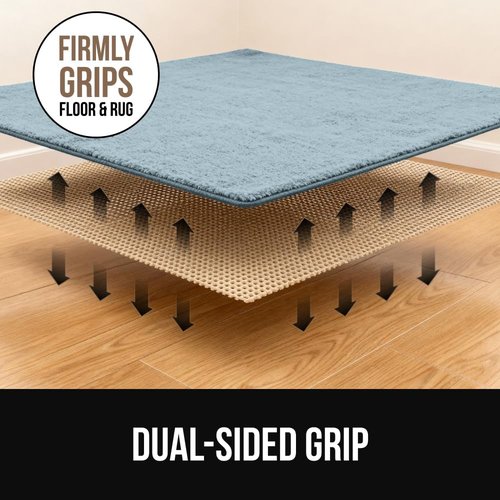 GORILLA GRIP Premium Dual-Sided Rug Gripper Pad - Extra Thick, Breathable & Slip Resistant | 2x3 Beige for Hardwood Floors
