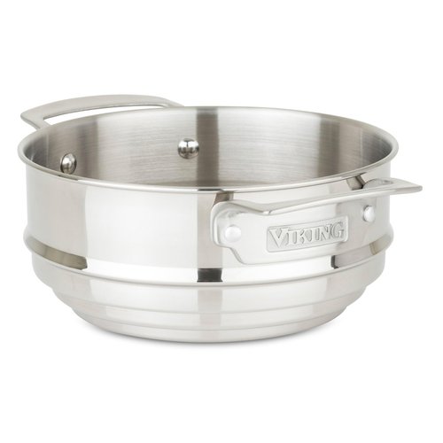 Viking Steamer Insert and Colander, Stainless Steel Pot Strainer, Fits 2-4 Quart Sauce Pan and 6.25-8 Inch Sauce Pans and Casseroles, Dishwasher and Oven Safe, Silver