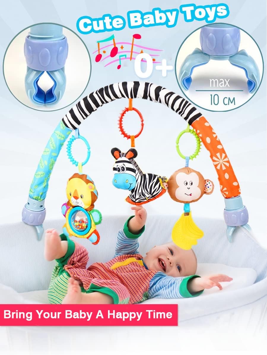 Pau1Hami1ton Baby Stroller Arch Toys - Adjustable Hanging Toy Bar for Crib, Car Seat & Bouncer - Zebra Design
