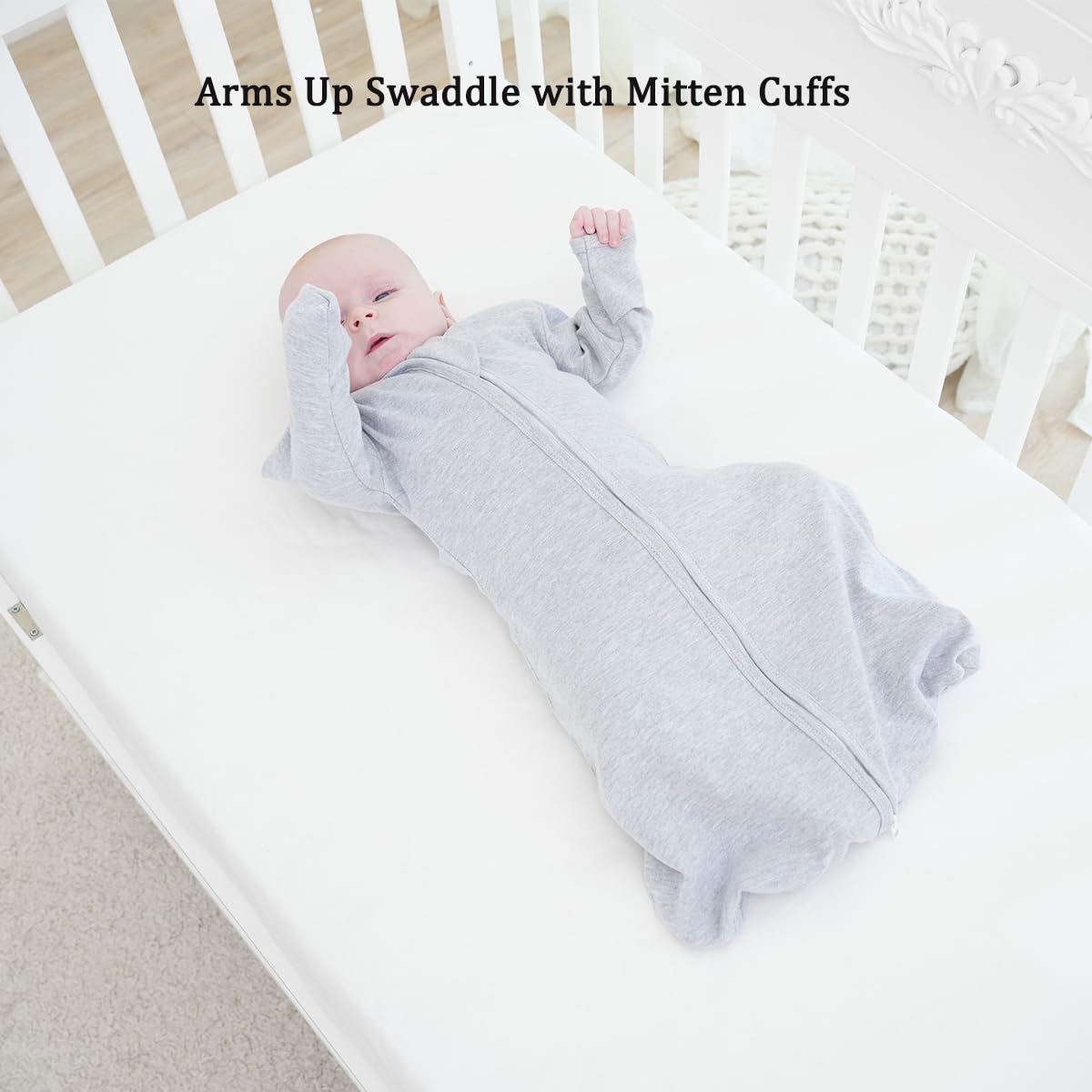 Skiennix Transition Swaddle Sleep Sack - 0-3 Months, 2-Pack with Mitten Cuffs & 2-Way Zipper, 100% Cotton