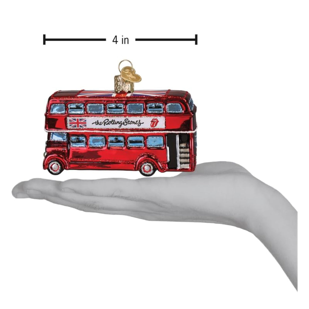 Old World Christmas The Rolling Stones British Bus Glass Blown Ornament for Christmas Tree, Handcrafted Holiday Decoration, Music Collection