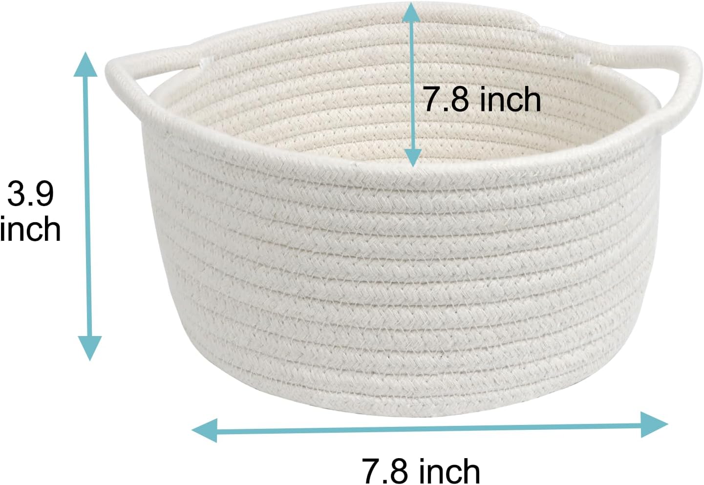 Woven Basket by [Brand Name] - Cute White Storage Solution with Handle | Small Cotton Rope Bin for Nursery