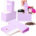 Reallnaive 10 Pack 2 Cup Disposable Drink Carrier for Delivery with Handle Paperboard Coffee Carrier for Hot Cold Drinks Take Out Cup Carriers for Food Delivery (Purple)