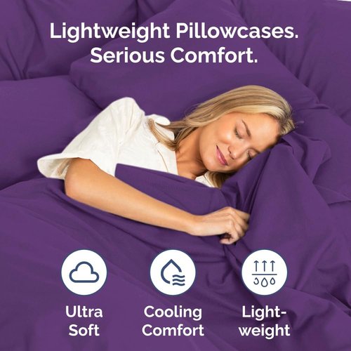 King Pillow Cases by [Brand Name] - Ultra Soft Hotel Quality Covers | Wrinkle-Free & Fade Resistant - 4 Piece Set in Purple