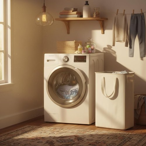 Efluky Slim Laundry Basket - Collapsible Hamper with Handles | 12.7 Gallon Beige Laundry Bin for Dorm & Bedroom