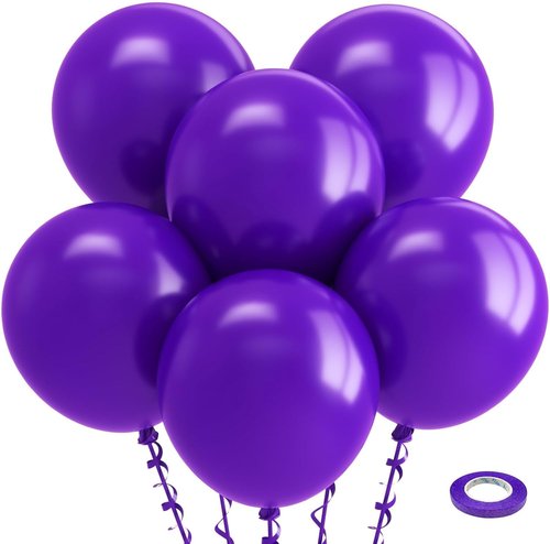 Bezente Dark Purple Latex Balloons - 30 Pack Large Thick Round Balloons for Graduation & Party Decor
