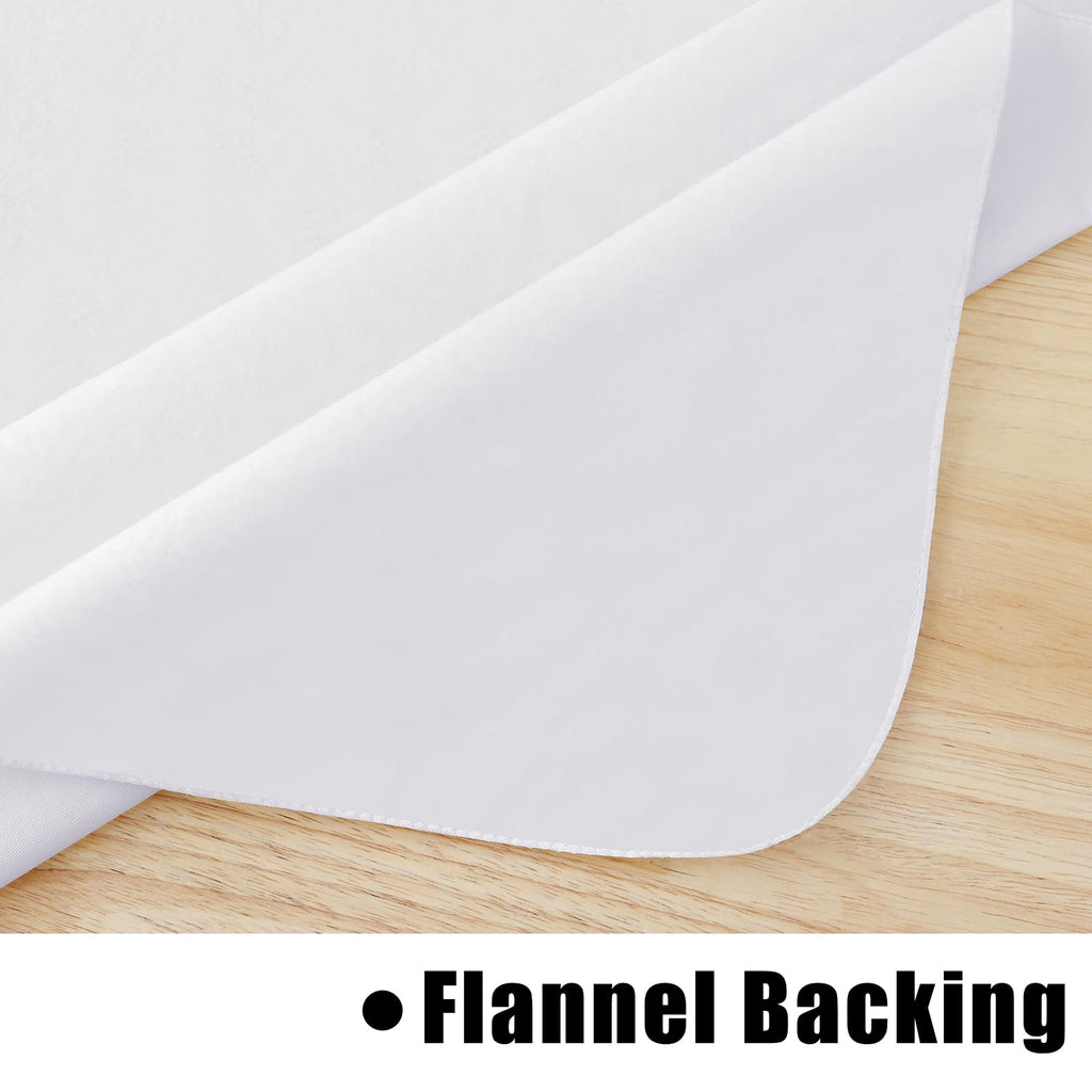 homing 2 Pack Rectangle Vinyl Tablecloth, Waterproof Spillproof Plastic Flannel Backed Table Cloth, Wipe Clean Table Cover for Dining, Buffet Parties and Camping (White, 60" x 84")