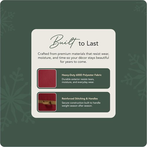 Covermates Keepsakes Christmas Tree Storage Bag - Heavy-Duty Rolling Design with Wheels & Reinforced Handles - Durable Red Polyester